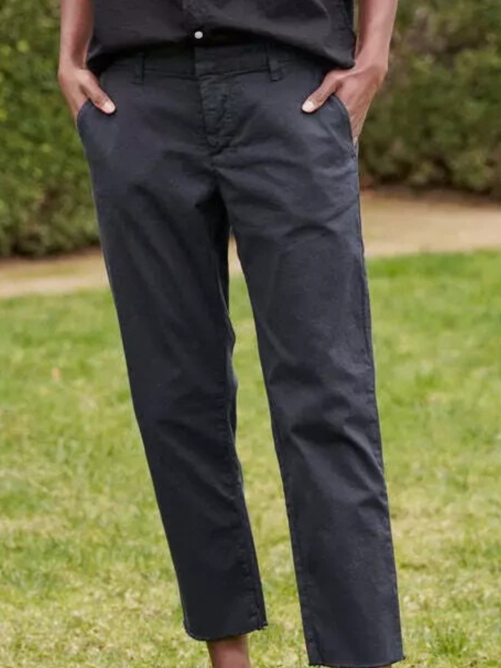 FRANK & EILEEN WICKLOW CROP CHINO PANTS WASHED BLACK SIZE 12